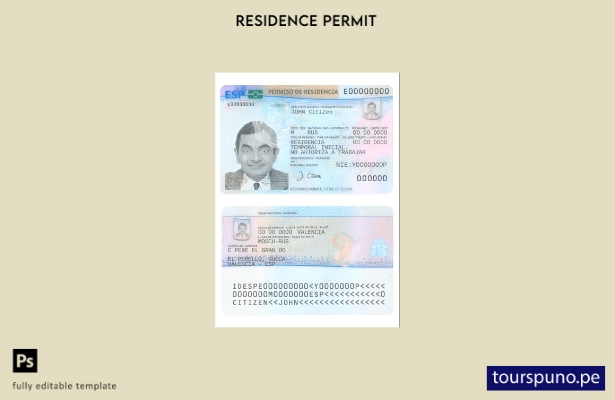 Plantilla de permiso de residencia en España lista para imprimir